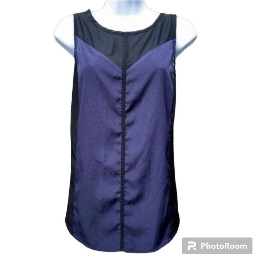MOSSIMO women’s tank blouse sleeveless colorblock black blue size M